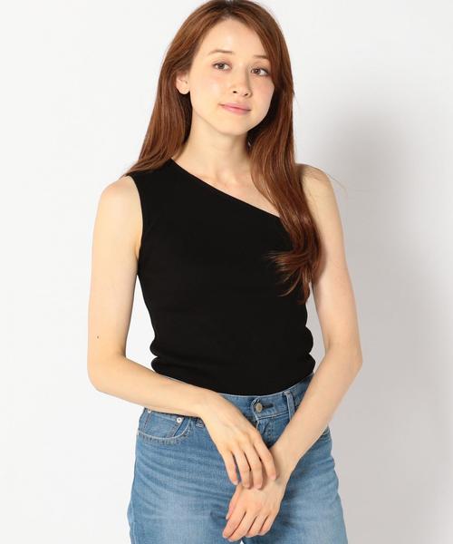 Khaju（カージュ）の「Khaju:ワンショルダーリブカット（タンクトップ・レディース・ブラック/オフホワイト/ワイン・ONE SIZE）」の2枚目の写真