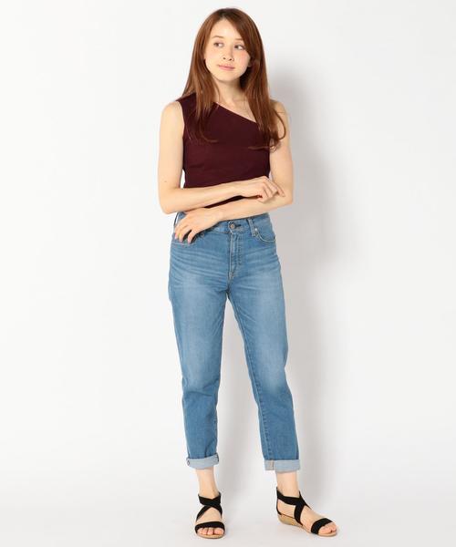 Khaju（カージュ）の「Khaju:ワンショルダーリブカット（タンクトップ・レディース・ブラック/オフホワイト/ワイン・ONE SIZE）」の7枚目の写真