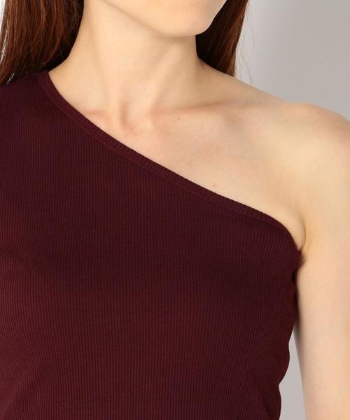 Khaju（カージュ）の「Khaju:ワンショルダーリブカット（タンクトップ・レディース・ブラック/オフホワイト/ワイン・ONE SIZE）」の13枚目の写真