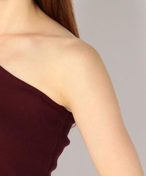 Khaju（カージュ）の「Khaju:ワンショルダーリブカット（タンクトップ・レディース・ブラック/オフホワイト/ワイン・ONE SIZE）」の14枚目の写真