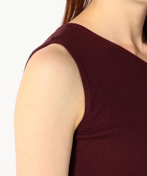 Khaju（カージュ）の「Khaju:ワンショルダーリブカット（タンクトップ・レディース・ブラック/オフホワイト/ワイン・ONE SIZE）」の16枚目の写真