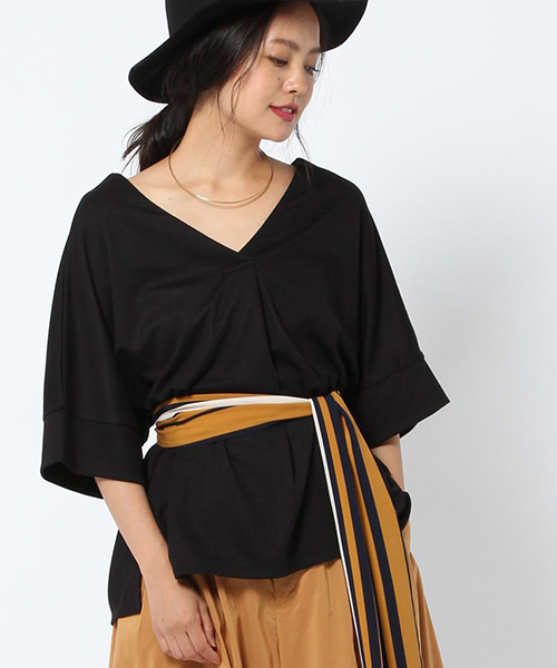 laboratory work（ラボラトリーワーク）の「【スカーフベルト付き】BIGプルオーパー（Tシャツ/カットソー・レディース・オフホワイト/ブラック/キャメル・MEDIUM）」の3枚目の写真