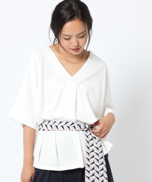 laboratory work（ラボラトリーワーク）の「【スカーフベルト付き】BIGプルオーパー（Tシャツ/カットソー・レディース・オフホワイト/ブラック/キャメル・MEDIUM）」の13枚目の写真