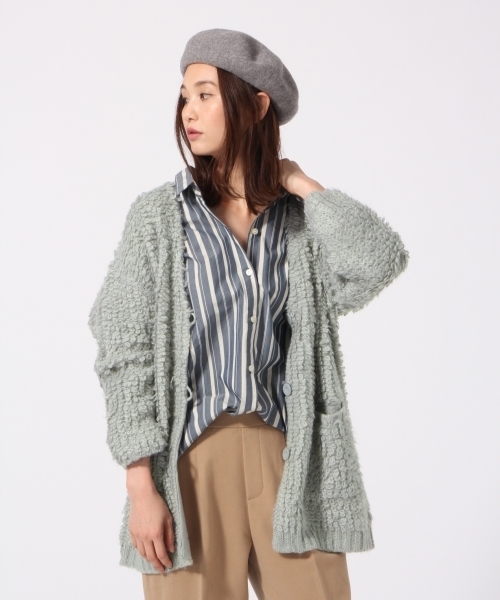 GLOBAL WORK（グローバルワーク）の「モコモコループヤーンカーデ/774016（カーディガン/ボレロ・レディース・ブラック/ベージュ/ライトグリーン/グレー・LARGE/MEDIUM）」の18枚目の写真