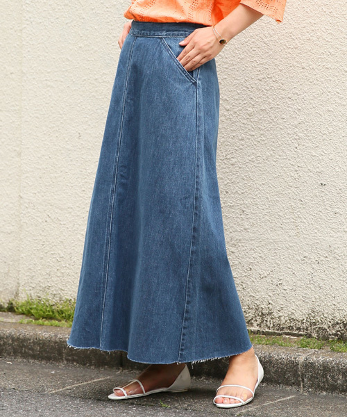 LOWRYS FARM（ローリーズファーム）の「アマオリフレアデニムスカート　793059（スカート・レディース・オフホワイト/ブルー/ワンウォッシュ・MEDIUM/LARGE）」の3枚目の写真
