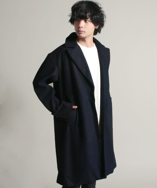 THE CASUAL(カジュアル)の「ウールメルトンドロップチェスターコート(チェスターコート・メンズ・ブラック/ネイビー/ブラウン/グレー/カーキ/ブルー系その他/チャコール/キャメル/ワイン・M/L)」の2枚目の写真