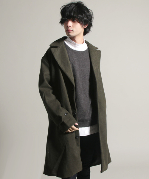 THE CASUAL(カジュアル)の「ウールメルトンドロップチェスターコート(チェスターコート・メンズ・ブラック/ネイビー/ブラウン/グレー/カーキ/ブルー系その他/チャコール/キャメル/ワイン・M/L)」の6枚目の写真