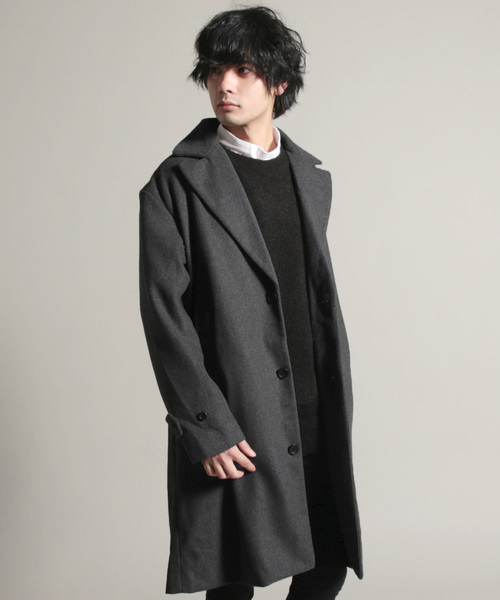 THE CASUAL(カジュアル)の「ウールメルトンドロップチェスターコート(チェスターコート・メンズ・ブラック/ネイビー/ブラウン/グレー/カーキ/ブルー系その他/チャコール/キャメル/ワイン・M/L)」の1枚目の写真