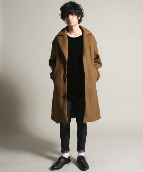 THE CASUAL(カジュアル)の「ウールメルトンドロップチェスターコート(チェスターコート・メンズ・ブラック/ネイビー/ブラウン/グレー/カーキ/ブルー系その他/チャコール/キャメル/ワイン・M/L)」の20枚目の写真