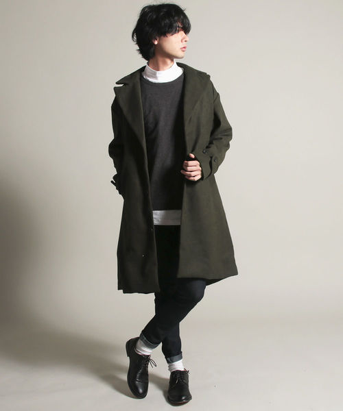 THE CASUAL(カジュアル)の「ウールメルトンドロップチェスターコート(チェスターコート・メンズ・ブラック/ネイビー/ブラウン/グレー/カーキ/ブルー系その他/チャコール/キャメル/ワイン・M/L)」の16枚目の写真