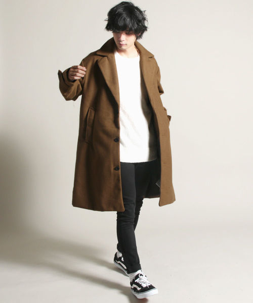 THE CASUAL(カジュアル)の「ウールメルトンドロップチェスターコート(チェスターコート・メンズ・ブラック/ネイビー/ブラウン/グレー/カーキ/ブルー系その他/チャコール/キャメル/ワイン・M/L)」の13枚目の写真