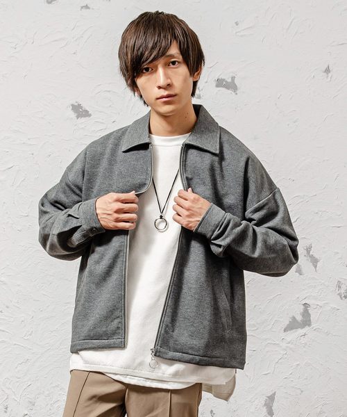 MinoriTY（マイノリティ）の「メンズ長袖スウェットスウィングトップブルゾン（ブルゾン・メンズ・ブルー系その他/レッド系その他/ブラウン/グレー系その他/チェック/ブラック/ブラック系その他/ブラウン系その他・S/M/L/XL）」の4枚目の写真
