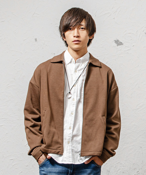 MinoriTY（マイノリティ）の「メンズ長袖スウェットスウィングトップブルゾン（ブルゾン・メンズ・ブルー系その他/レッド系その他/ブラウン/グレー系その他/チェック/ブラック/ブラック系その他/ブラウン系その他・S/M/L/XL）」の5枚目の写真