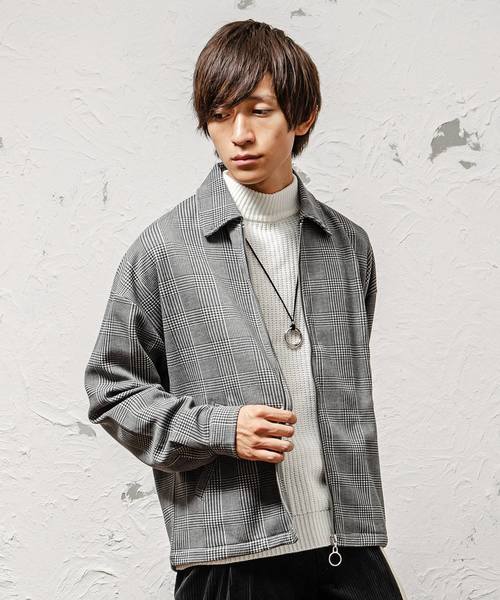 MinoriTY（マイノリティ）の「メンズ長袖スウェットスウィングトップブルゾン（ブルゾン・メンズ・ブルー系その他/レッド系その他/ブラウン/グレー系その他/チェック/ブラック/ブラック系その他/ブラウン系その他・S/M/L/XL）」の8枚目の写真