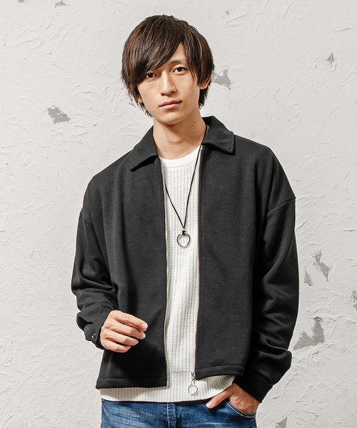 MinoriTY（マイノリティ）の「メンズ長袖スウェットスウィングトップブルゾン（ブルゾン・メンズ・ブルー系その他/レッド系その他/ブラウン/グレー系その他/チェック/ブラック/ブラック系その他/ブラウン系その他・S/M/L/XL）」の2枚目の写真