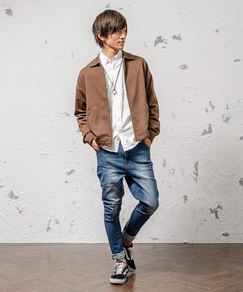 MinoriTY（マイノリティ）の「メンズ長袖スウェットスウィングトップブルゾン（ブルゾン・メンズ・ブルー系その他/レッド系その他/ブラウン/グレー系その他/チェック/ブラック/ブラック系その他/ブラウン系その他・S/M/L/XL）」の11枚目の写真