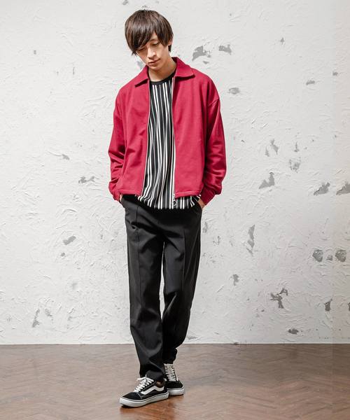 MinoriTY（マイノリティ）の「メンズ長袖スウェットスウィングトップブルゾン（ブルゾン・メンズ・ブルー系その他/レッド系その他/ブラウン/グレー系その他/チェック/ブラック/ブラック系その他/ブラウン系その他・S/M/L/XL）」の9枚目の写真