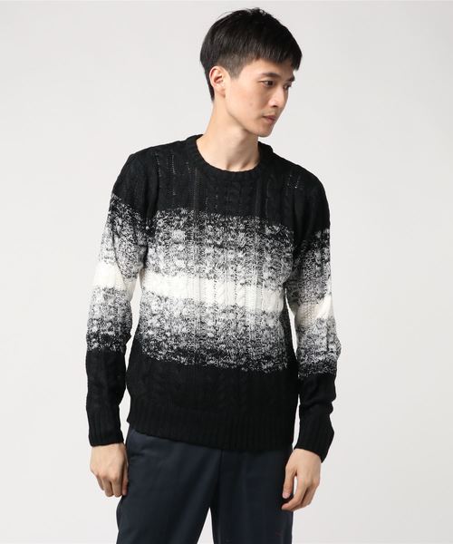 STYLEBLOCK（スタイルブロック）の「切り替え総ケーブル編みニットセーター（ニット/セーター・メンズ・ホワイト/ブラック/ネイビー/ピンク/ブラック系その他/ブルー系その他/ヘザーチャコール/ブラック系その他2/ワイン/ブラックミックス・L/M/LL）」の5枚目の写真