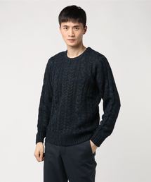切り替え総ケーブル編みニットセーター