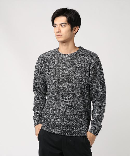 STYLEBLOCK（スタイルブロック）の「切り替え総ケーブル編みニットセーター（ニット/セーター・メンズ・ホワイト/ブラック/ネイビー/ピンク/ブラック系その他/ブルー系その他/ヘザーチャコール/ブラック系その他2/ワイン/ブラックミックス・L/M/LL）」の4枚目の写真