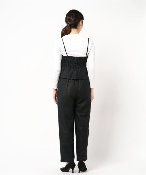 SESTO（セスト）の「ビスチェ＆ワイドパンツ　リネンタッチ3WAYセットアップ（サロペット/オーバーオール・レディース・ベージュ/アイボリー/ブラック・M）」の9枚目の写真