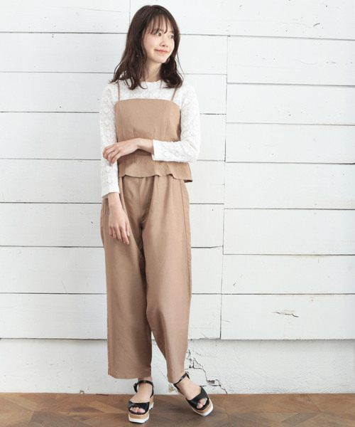 SESTO（セスト）の「ビスチェ＆ワイドパンツ　リネンタッチ3WAYセットアップ（サロペット/オーバーオール・レディース・ベージュ/アイボリー/ブラック・M）」の18枚目の写真