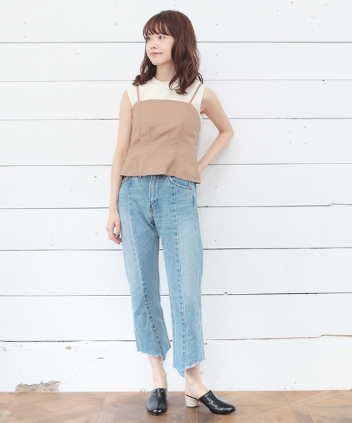 SESTO（セスト）の「ビスチェ＆ワイドパンツ　リネンタッチ3WAYセットアップ（サロペット/オーバーオール・レディース・ベージュ/アイボリー/ブラック・M）」の13枚目の写真