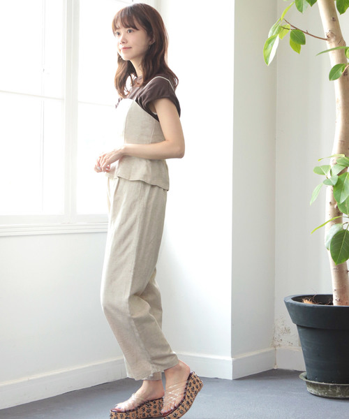 SESTO（セスト）の「ビスチェ＆ワイドパンツ　リネンタッチ3WAYセットアップ（サロペット/オーバーオール・レディース・ベージュ/アイボリー/ブラック・M）」の21枚目の写真