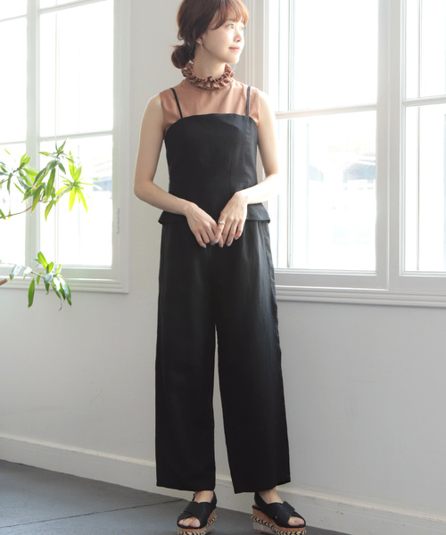 SESTO（セスト）の「ビスチェ＆ワイドパンツ　リネンタッチ3WAYセットアップ（サロペット/オーバーオール・レディース・ベージュ/アイボリー/ブラック・M）」の19枚目の写真
