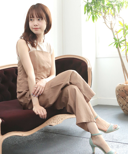 SESTO（セスト）の「ビスチェ＆ワイドパンツ　リネンタッチ3WAYセットアップ（サロペット/オーバーオール・レディース・ベージュ/アイボリー/ブラック・M）」の20枚目の写真