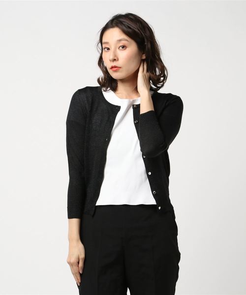 TRUDEA(トルディア)の「クルーネック ラメニットカーディガン(カーディガン/ボレロ・レディース・ブラック/サックスブルー/シルバー/クリーム/ラベンダー・SMALL/MEDIUM/LARGE)」の9枚目の写真