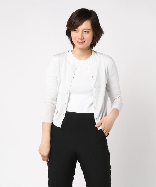 TRUDEA(トルディア)の「クルーネック ラメニットカーディガン(カーディガン/ボレロ・レディース・ブラック/サックスブルー/シルバー/クリーム/ラベンダー・SMALL/MEDIUM/LARGE)」の12枚目の写真