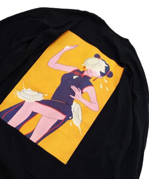 Spinns スピンズ の Stee チャイナ服パイ投げロンt Kisa Tシャツ カットソー Wear