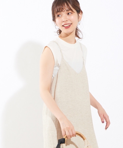 natural couture（ナチュラルクチュール）の「シャリ感お上品リブタンク（タンクトップ・レディース・ブラック/ピンクベージュ/キャメル/アイボリー/グリーン/レンガ・FREE）」の2枚目の写真