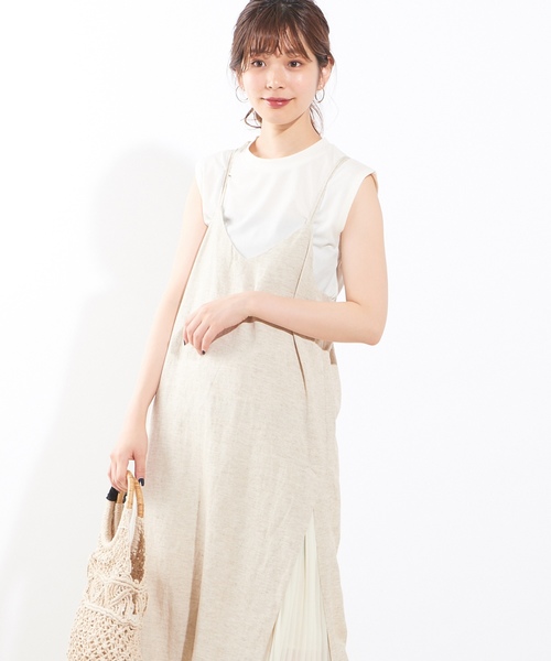 natural couture（ナチュラルクチュール）の「シャリ感お上品リブタンク（タンクトップ・レディース・ブラック/ピンクベージュ/キャメル/アイボリー/グリーン/レンガ・FREE）」の14枚目の写真