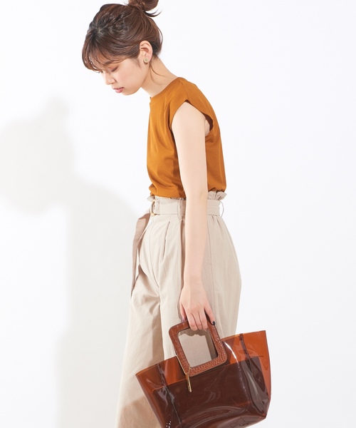 natural couture（ナチュラルクチュール）の「シャリ感お上品リブタンク（タンクトップ・レディース・ブラック/ピンクベージュ/キャメル/アイボリー/グリーン/レンガ・FREE）」の18枚目の写真