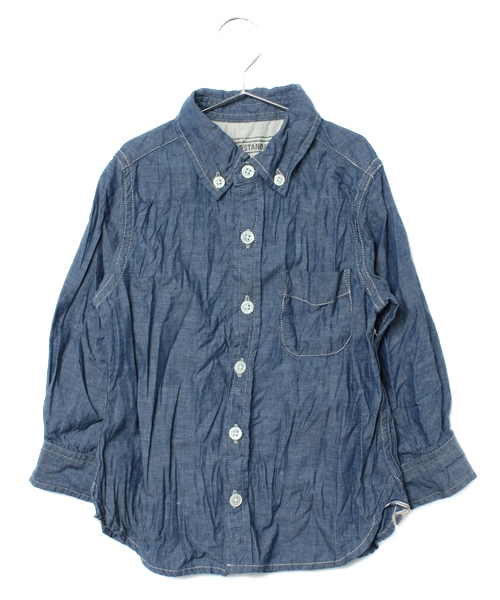 green label relaxing(グリーンレーベルリラクシング)の「STDK GLR S/NOTES IDG REGシャツ ◆(シャツ/ブラウス・キッズ・ライトブルー/コバルトブルー・125/115/105/95)」の1枚目の写真