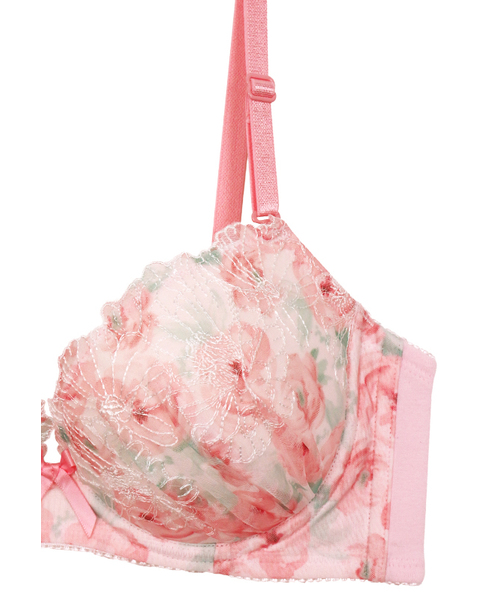 izumi BODY LABO(イズミボディラボ)の「プリントチュール刺繍レースワイヤーブラ&ショーツセット(ブラ&ショーツ・レディース・ピンク・B70/C70/D70/B75/C75/D75)」の4枚目の写真