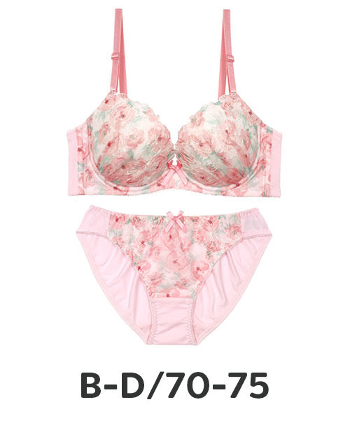 izumi BODY LABO(イズミボディラボ)の「プリントチュール刺繍レースワイヤーブラ&ショーツセット(ブラ&ショーツ・レディース・ピンク・B70/C70/D70/B75/C75/D75)」の5枚目の写真
