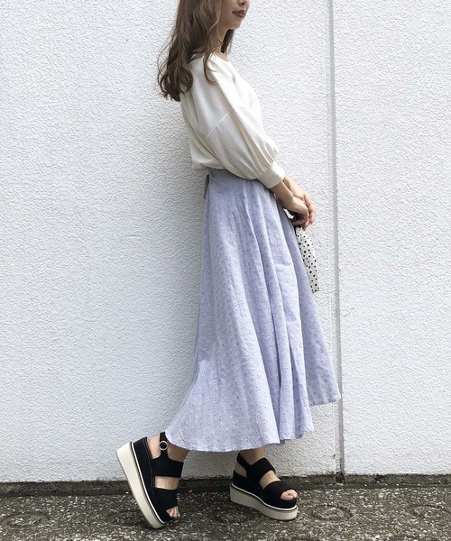 one after another NICE CLAUP（ワンアフターアナザーナイスクラップ）の「後ろレースアップコットンレーススカート（スカート・レディース・ベージュ/ブラウン/オフホワイト/ブルー系その他・FREE）」の9枚目の写真