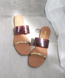 SESTO | PVCクリア素材のスクエアトゥスリッパミュールフラットサンダル(サンダル)