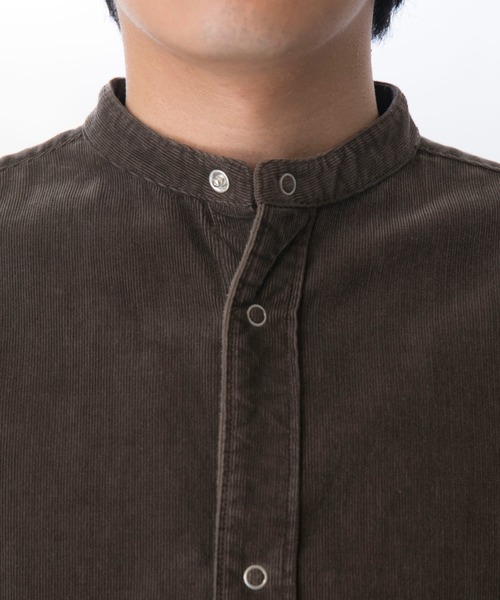 KURO（クロ）の「【KURO クロ】24 W BIG BAND COLLAR SHIRT COAT（シャツ/ブラウス・メンズ・ベージュ/ブラック/ブラウン・SMALL/MEDIUM/LARGE）」の6枚目の写真