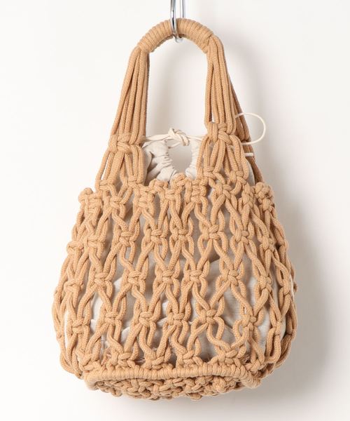 natural couture(ナチュラルクチュール)の「コロンとマクラメバッグ(ショルダーバッグ・レディース・ベージュ/アイボリー・FREE)」の5枚目の写真