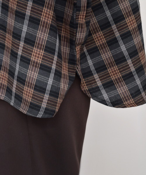 kutir（クティール）の「ウルトラワイドチェックシャツ（シャツ/ブラウス・メンズ・チャコールグレー/ブラック/ライトグリーン・MEDIUM/LARGE）」の15枚目の写真