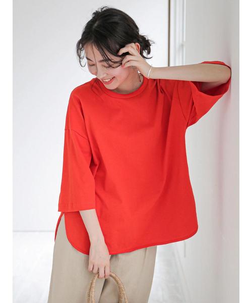 ♥️ Green Parks  袖刺繍スカラップカットプルオーバー　F　イエロー 刺繍ロゴクロップドTシャツ/Green Parks（グリーン パークス）の