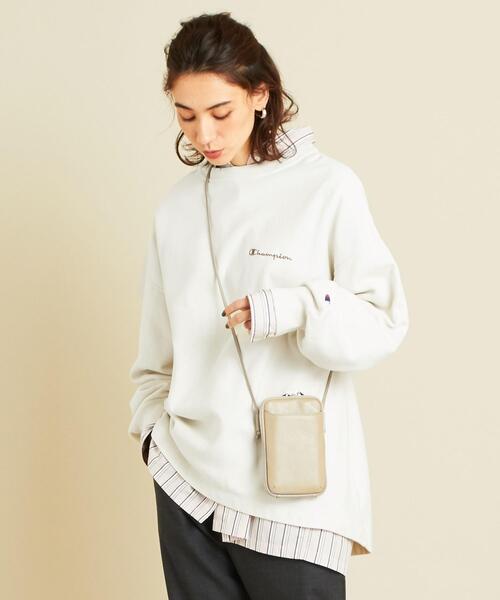 Champion（チャンピオン）の「【別注】＜Champion（チャンピオン）＞∴リバースウィーブスウェットプルオーバー（スウェット・レディース・ダークグレー/ブラウン/オフホワイト・FREE）」の2枚目の写真