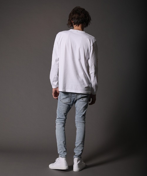 STUD MUFFIN(スタッドマフィン)の「mlt3193-5.6OZコットン天竺CRACK IS WACKシークイン L-S Tシャツ(Tシャツ/カットソー・メンズ・ホワイト/ブラック・2/3/4)」の8枚目の写真