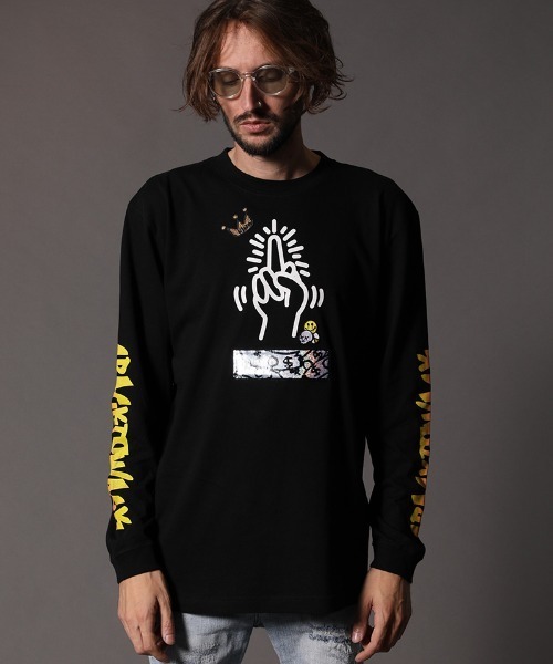 STUD MUFFIN(スタッドマフィン)の「mlt3193-5.6OZコットン天竺CRACK IS WACKシークイン L-S Tシャツ(Tシャツ/カットソー・メンズ・ホワイト/ブラック・2/3/4)」の12枚目の写真