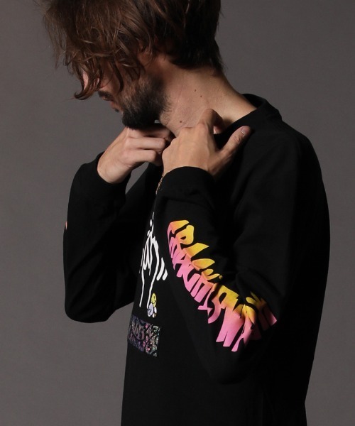 STUD MUFFIN(スタッドマフィン)の「mlt3193-5.6OZコットン天竺CRACK IS WACKシークイン L-S Tシャツ(Tシャツ/カットソー・メンズ・ホワイト/ブラック・2/3/4)」の13枚目の写真