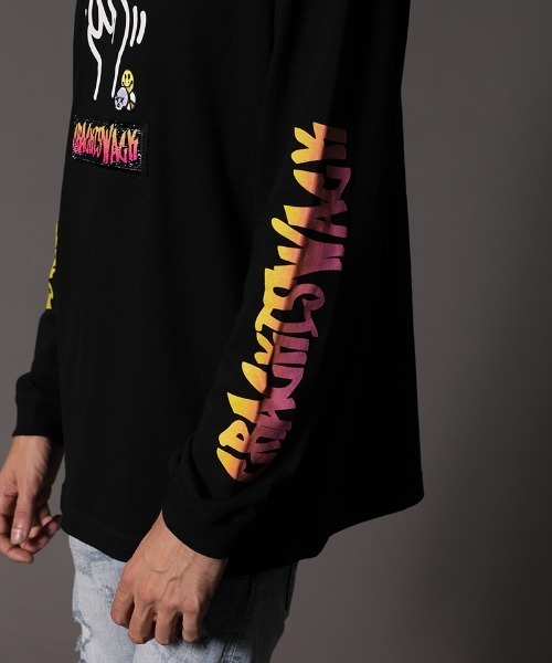 STUD MUFFIN(スタッドマフィン)の「mlt3193-5.6OZコットン天竺CRACK IS WACKシークイン L-S Tシャツ(Tシャツ/カットソー・メンズ・ホワイト/ブラック・2/3/4)」の21枚目の写真